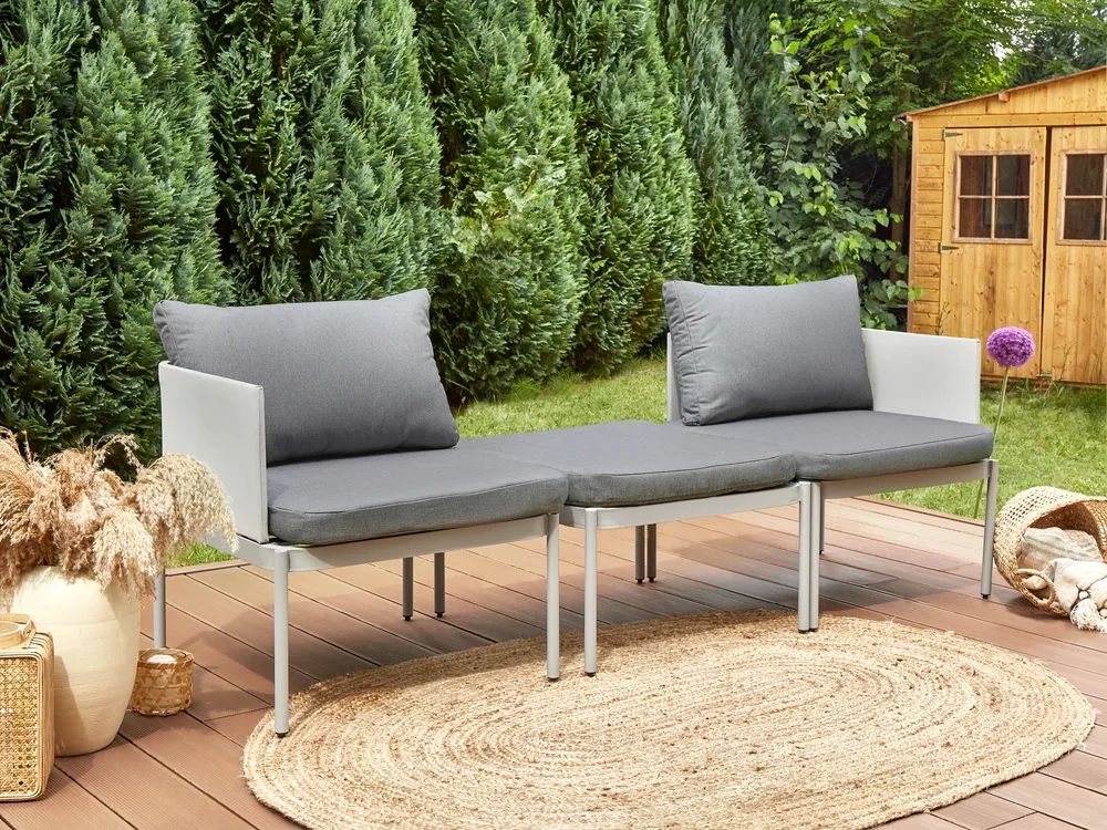 Garden Lounge Set with Table 2 Seater TERRACINA Metal Light Grey