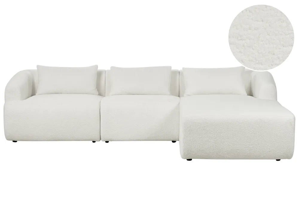 Corner Sofa 3 Seater SVANSELE Boucle Off-White Left Hand