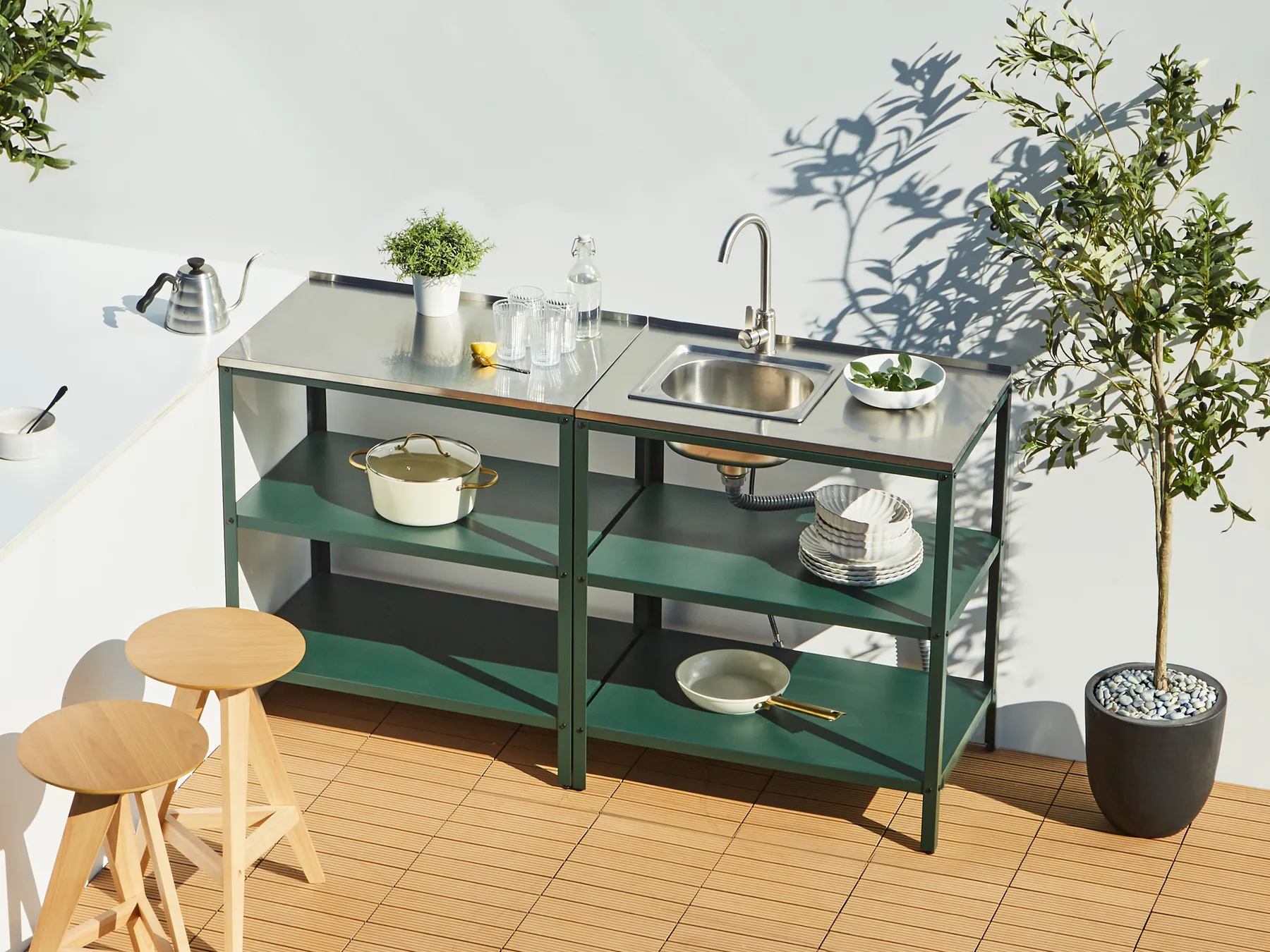 Outdoor Kitchen Island with Sink VILAMA Green_973788