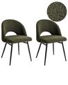 Set of 2 Dining Chairs ONAGA Boucle Dark Green