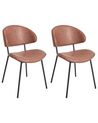 Set of 2 Dining Chairs KIANA Faux Leather Brown