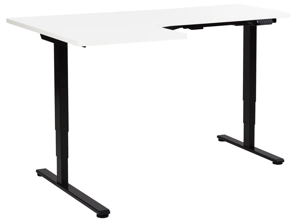 Electric Adjustable Corner Desk DESTINES 160 cm 109 cm White/ Black Left Hand
