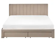 Bed with Storage Drawers LONZAC Velvet Taupe 160 x 200 cm (EU King Size)_1014845