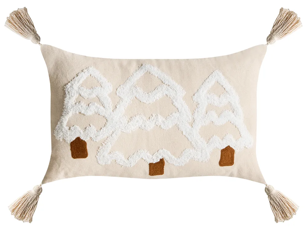 Set med 2 prydnadskuddar INTSIA 30 x 50 cm 45 x 45 cm Bomull Ljusbeige Julmotiv_1029976