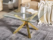 Coffee Table STARLIGHT Tempered Glass Gold_798473