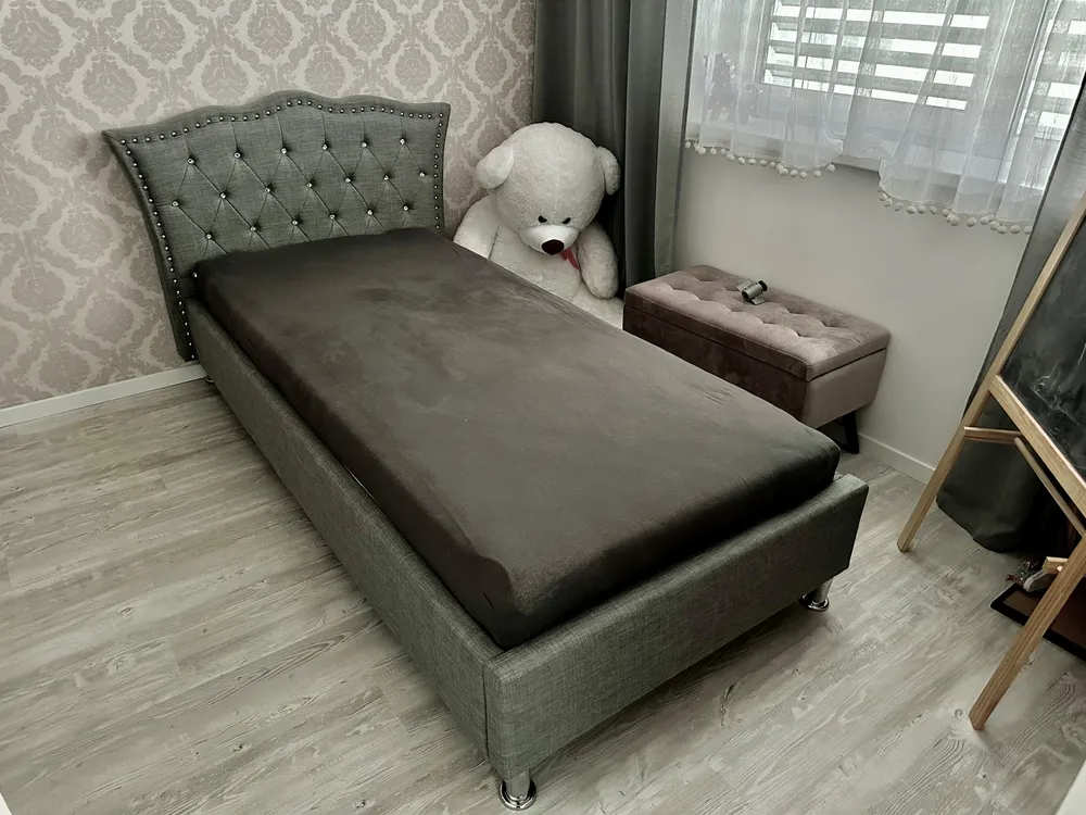 Säng med lamellram  METZ 90 x 200 cm Ljusgrå_855934