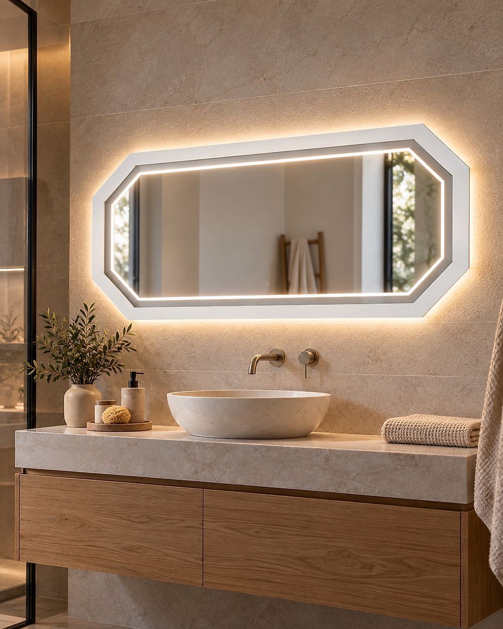 LED Bathroom Mirror LOCMARIAQUER 120 cm x 60 cm Silver