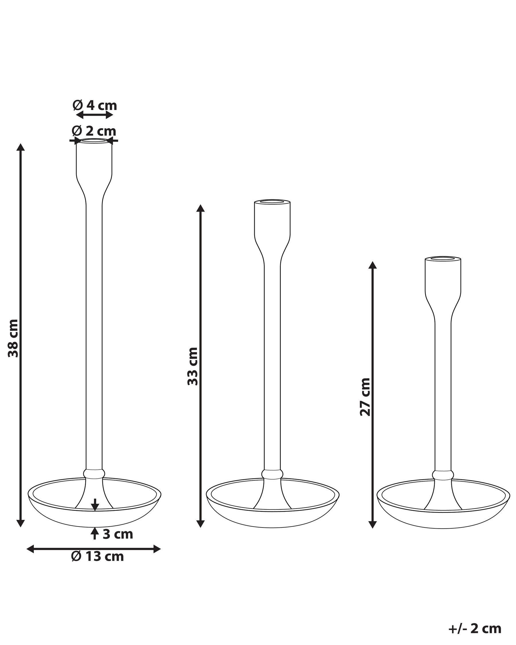 Kynttilänjalkasetti 3 kpl LIWUNG 27/33/38 cm Metalli Kulta_849149