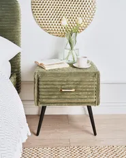1 Drawer Bedside Table FLAYAT Corduroy Green_968013