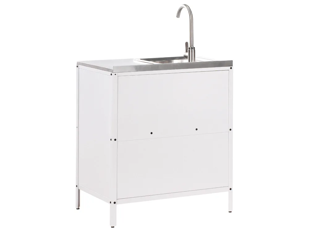 3 Piece Outdoor Kitchen Set with Sink VILAMA White Metal_974168