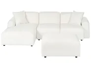 Modular Corner Sofa 3 Seater HEDE with Ottoman Boucle White Right Hand_1091990