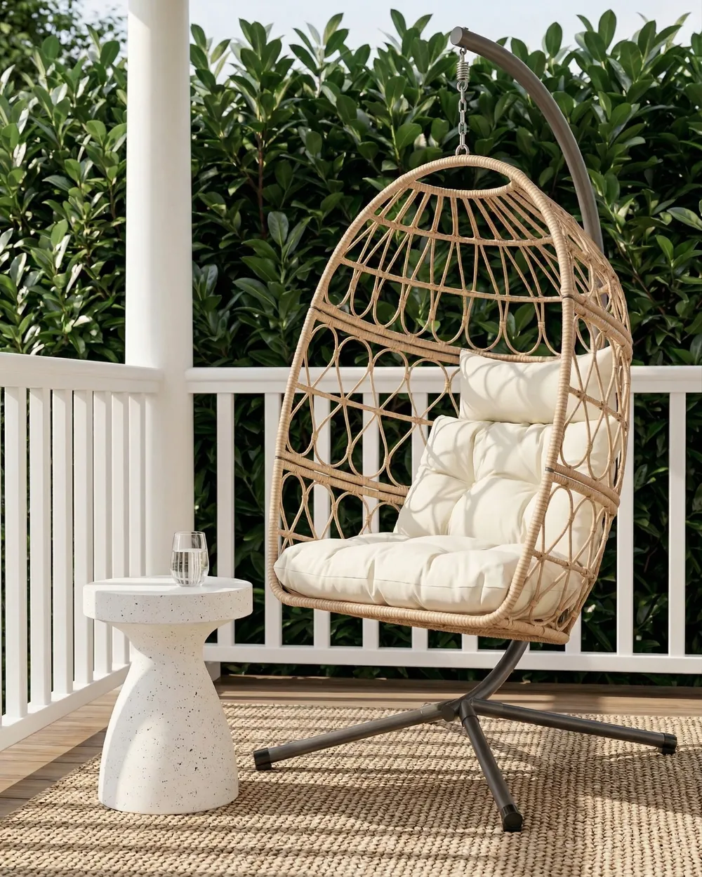 Hanging Chair with Stand MONTALCINO Metal Natural