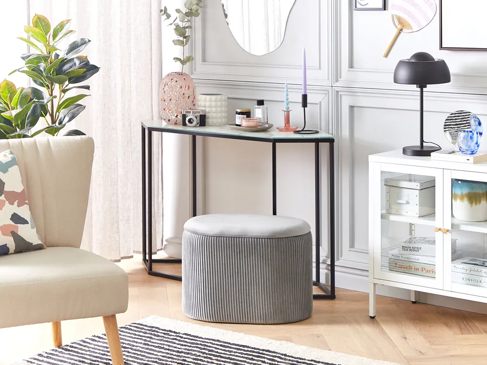 Storage Pouffe RICHLAND Velvet Light Grey