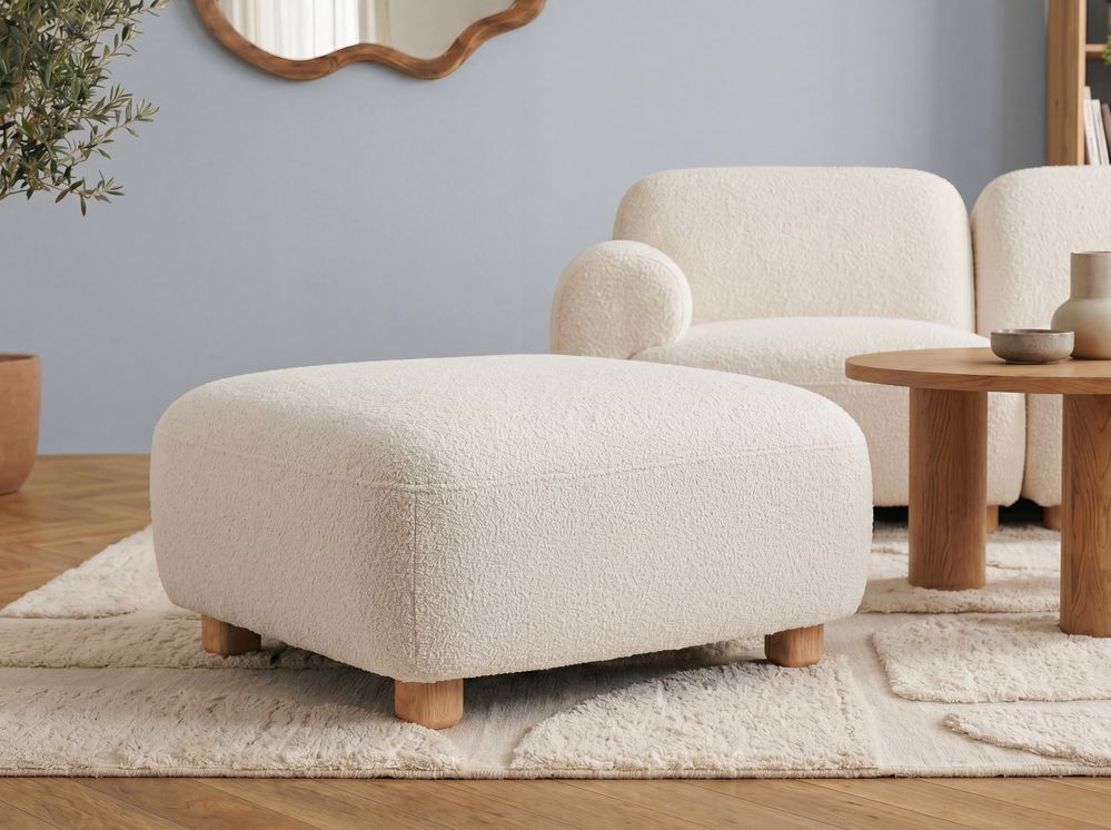 Fotskammel AMLI Bouclé Off white