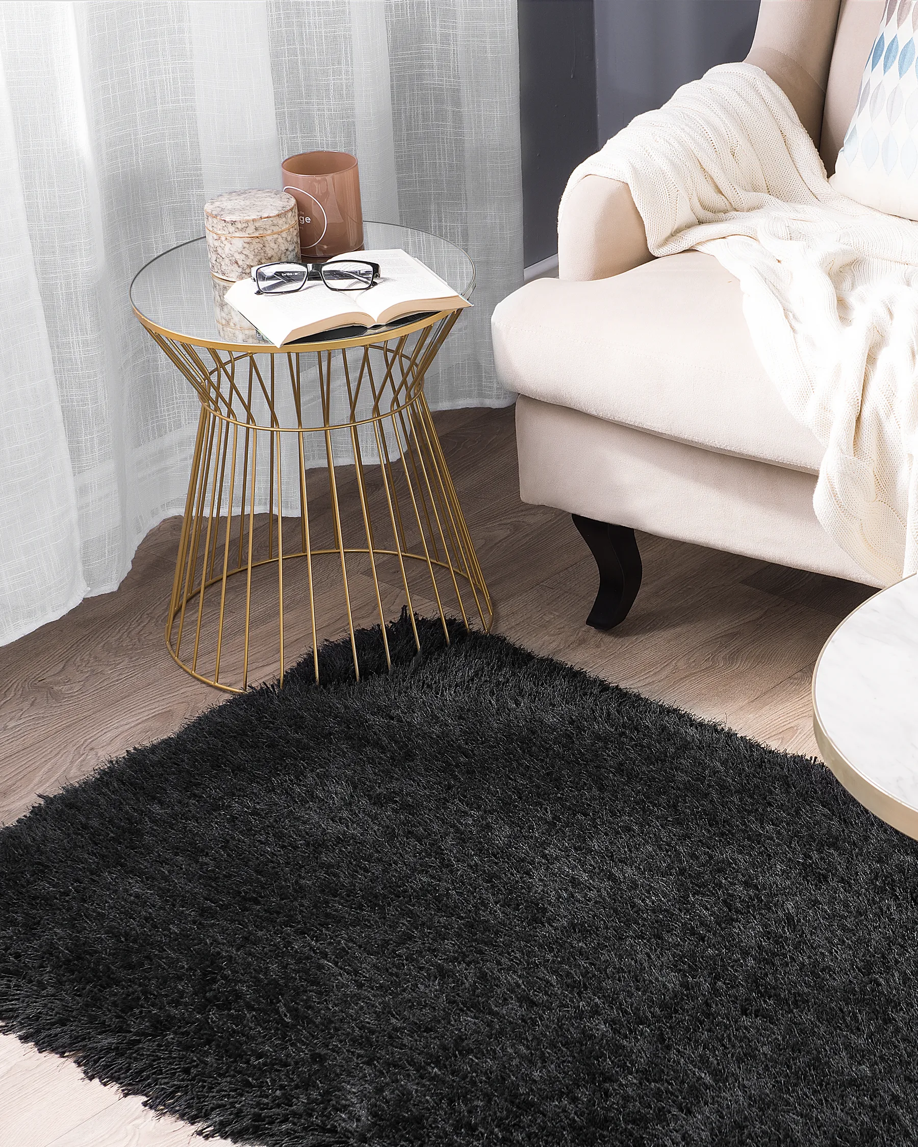 Shaggy Rug CIDE Black 80 x 150 cm_746828