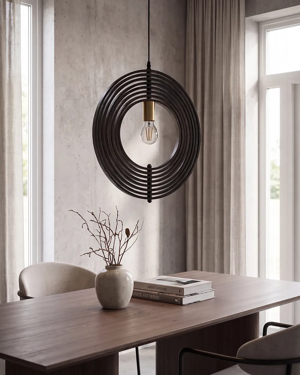 Pendant Lamp MURRELL Poplar Wood Black_1185518
