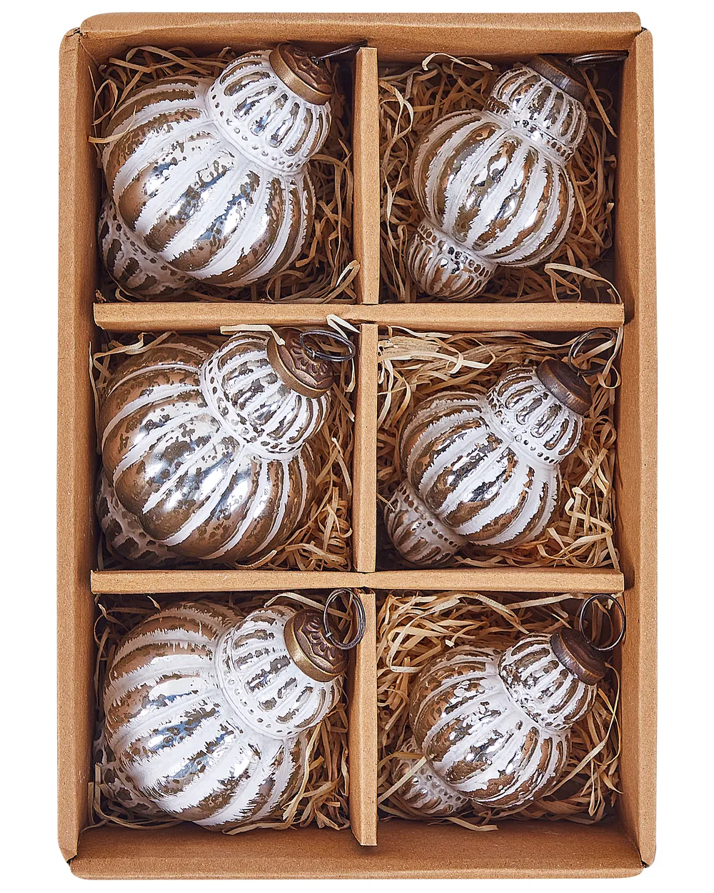 Set of 6 Baubles CREMEUX Glass Silver_1065983