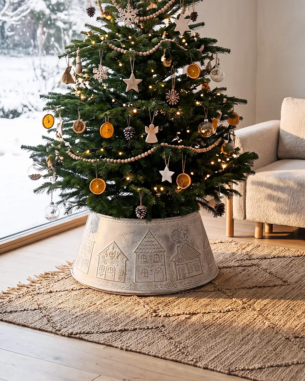 Kuusenjalan suojus HEINOLA 72 cm Luonnonvalkoinen_1171207