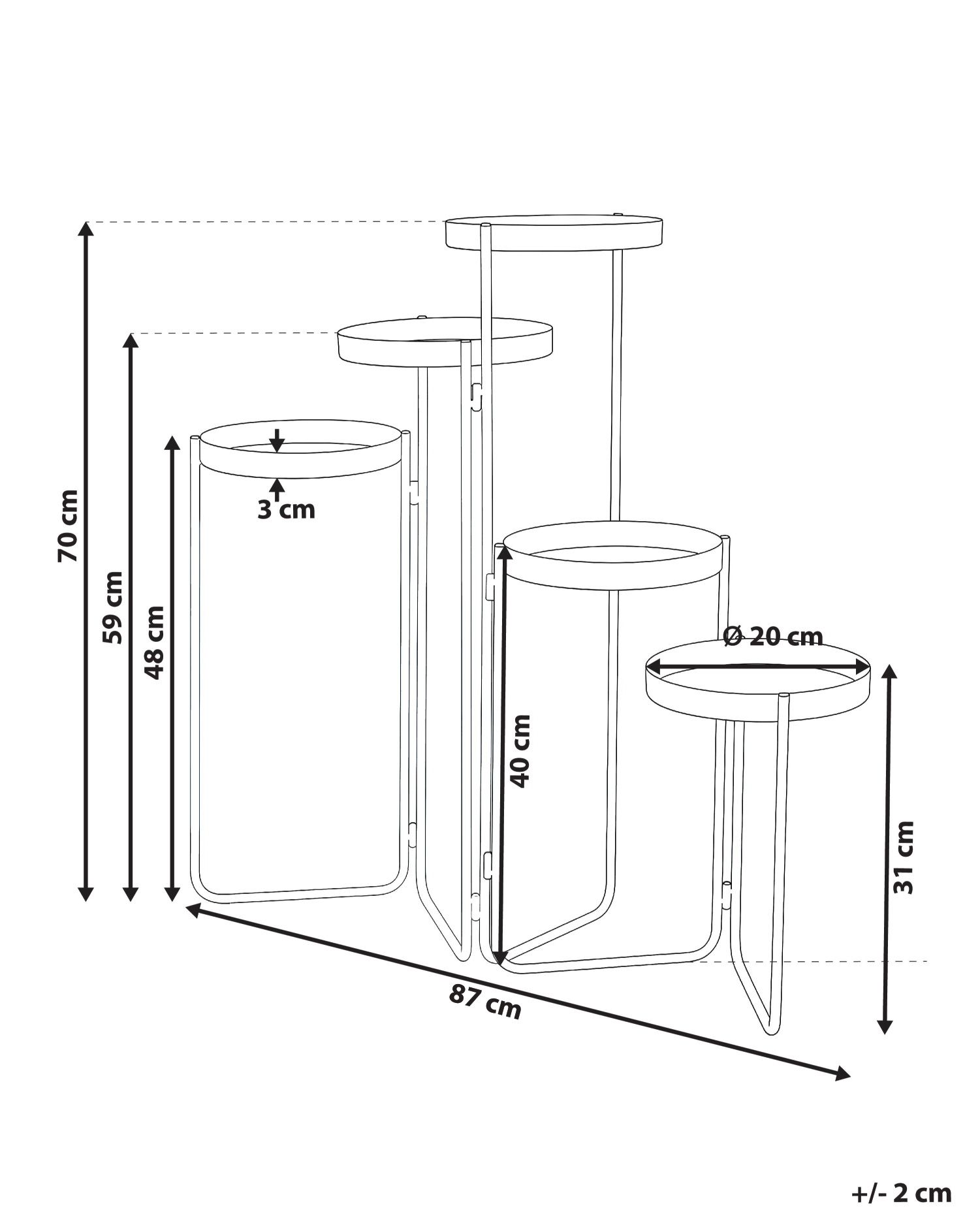 Plant Stand NANTEN 87 cm Metal Black_1032767
