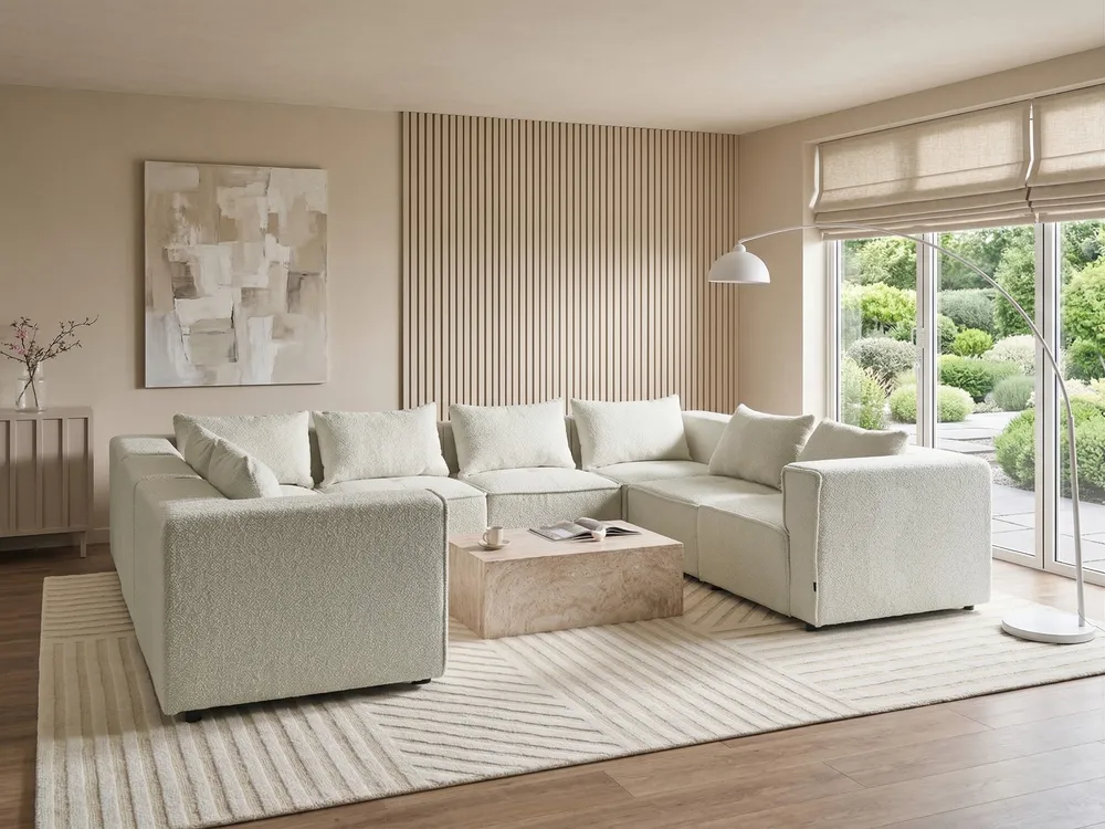 Modular U-Shape Sofa 8 Seater AXEBO Boucle Off-White