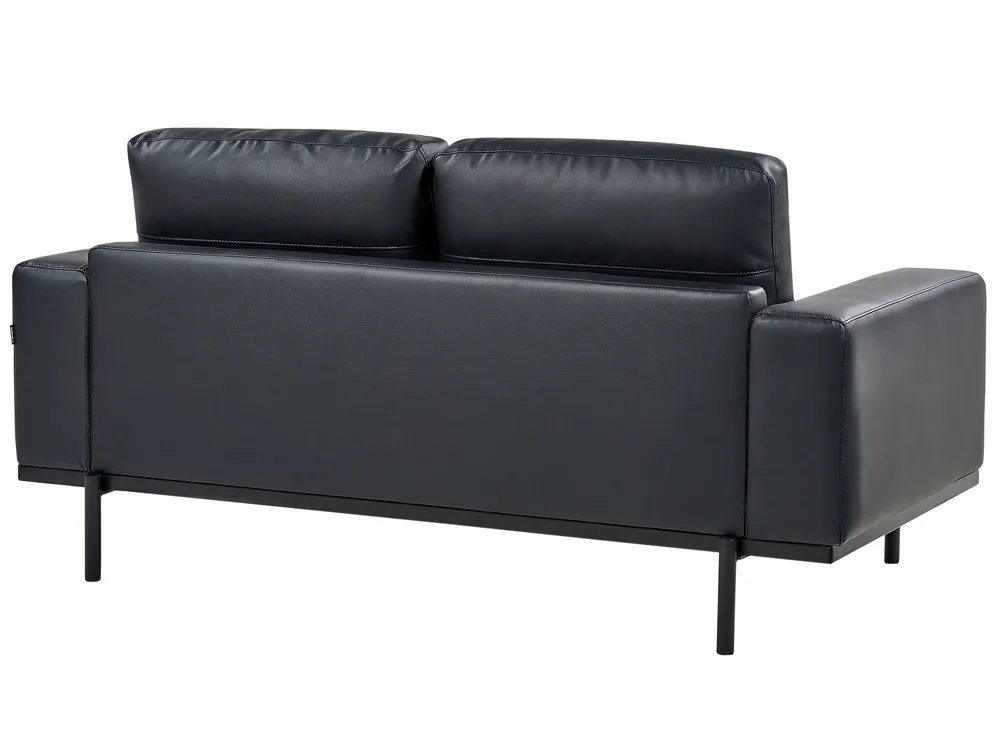 Living Room Set 6 Seater SOVIK Faux Leather Black_1041377
