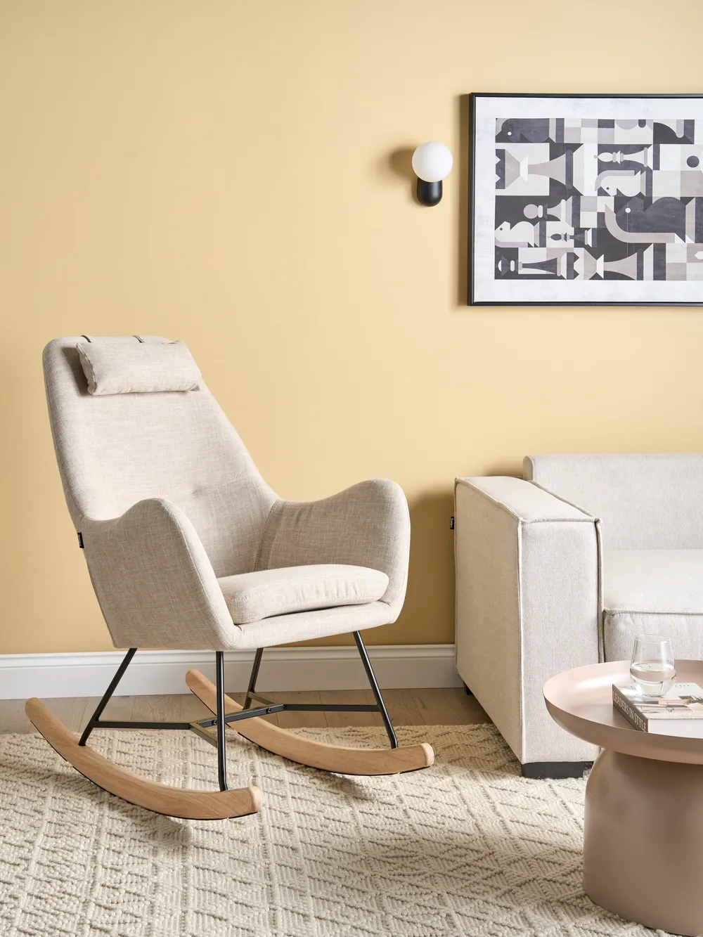 Rocking Chair ARRIE Fabric Light Beige