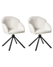 Set med 2 matstolar Vridbar MAYBEE  Off-White_993033