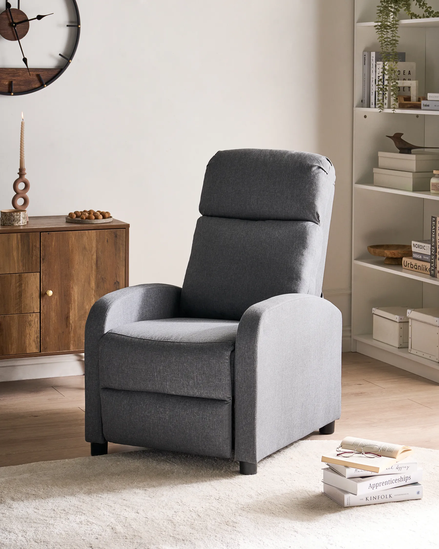 Recliner Chair EMINENCE Faux Linen Grey_1029798
