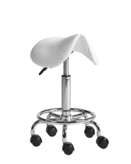 Saddle Stool DUMONT Faux Leather White_1006924