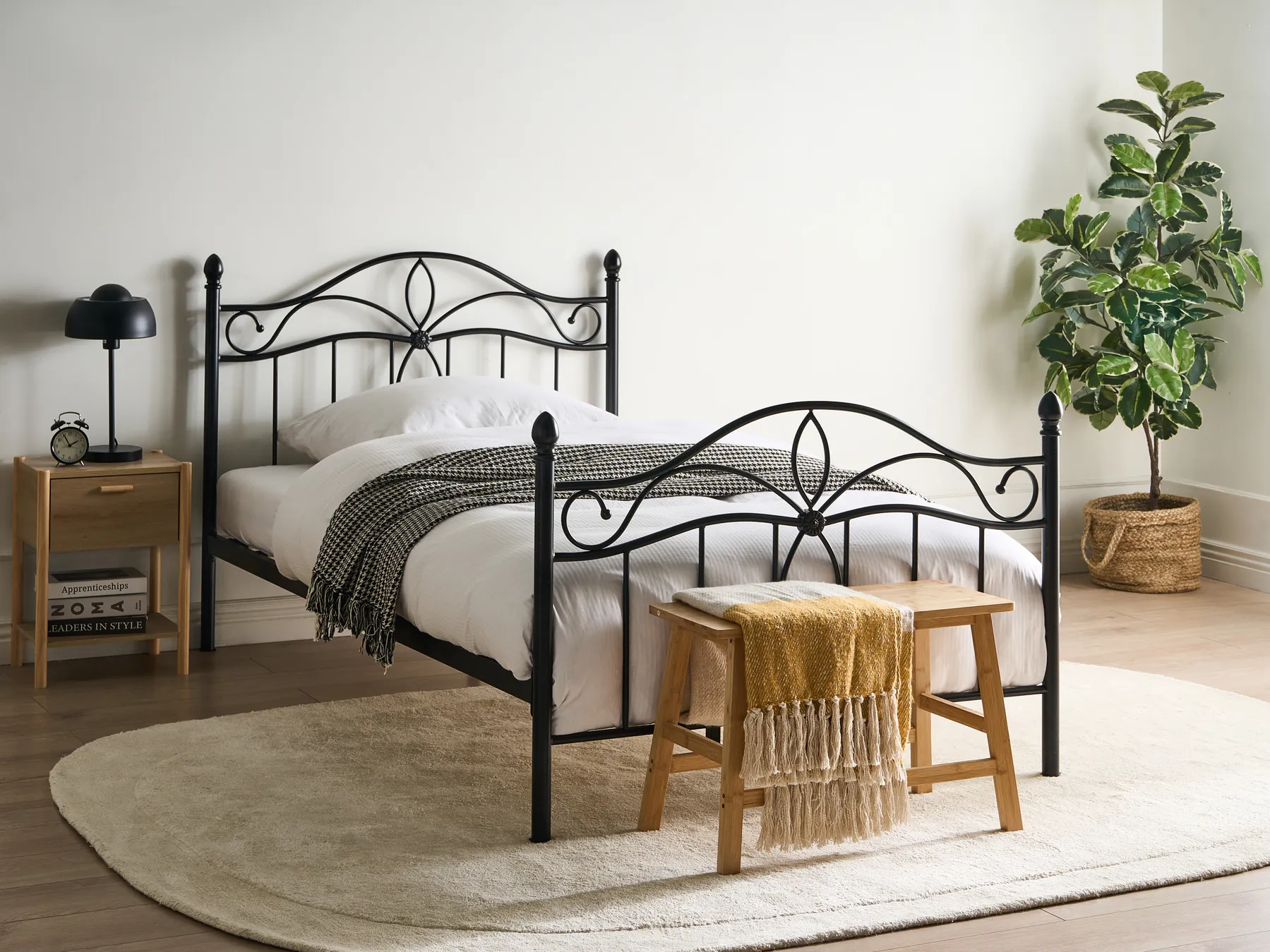 Bed Metal ANTLIA 120 x 200 cm (EU Small Double) Black_1026531