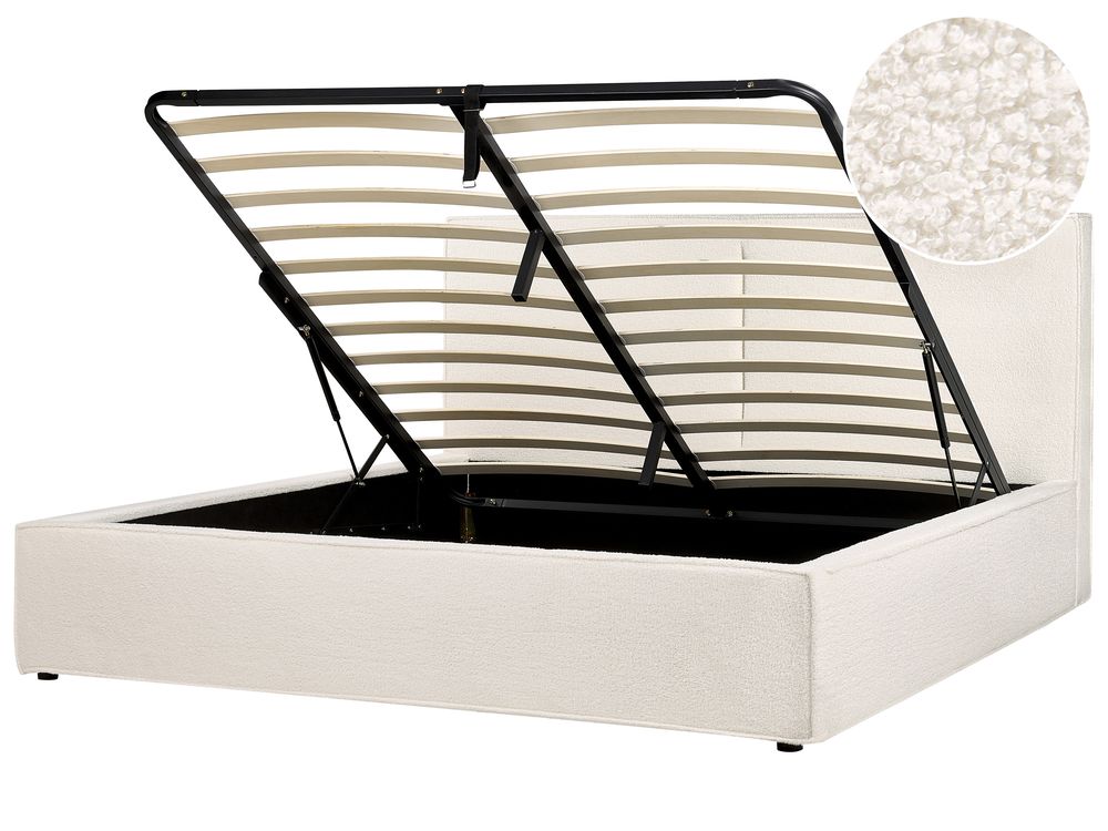 Ottoman Bed MOISSAC Boucle Off-White 180 x 200 cm (EU Super King)