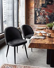 Set of 2 Dining Chairs VISALIA Velvet Black_1153793