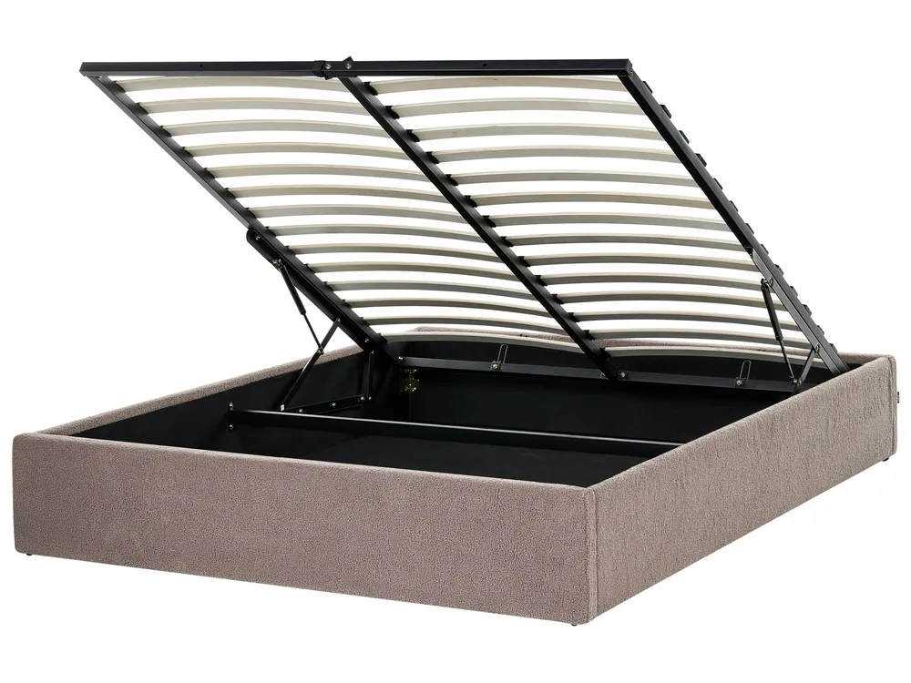 Ottoman Bed without Headboard DINAN Boucle Taupe 160 x 200 cm (EU King Size)_995417