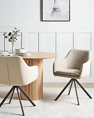 Set of 2 Dining Chairs LITHIA Fabric Taupe_1176450