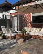 Garden Lounge Set with Table 4 Seater VARALLO Modular Rattan Natural Left Hand_976694