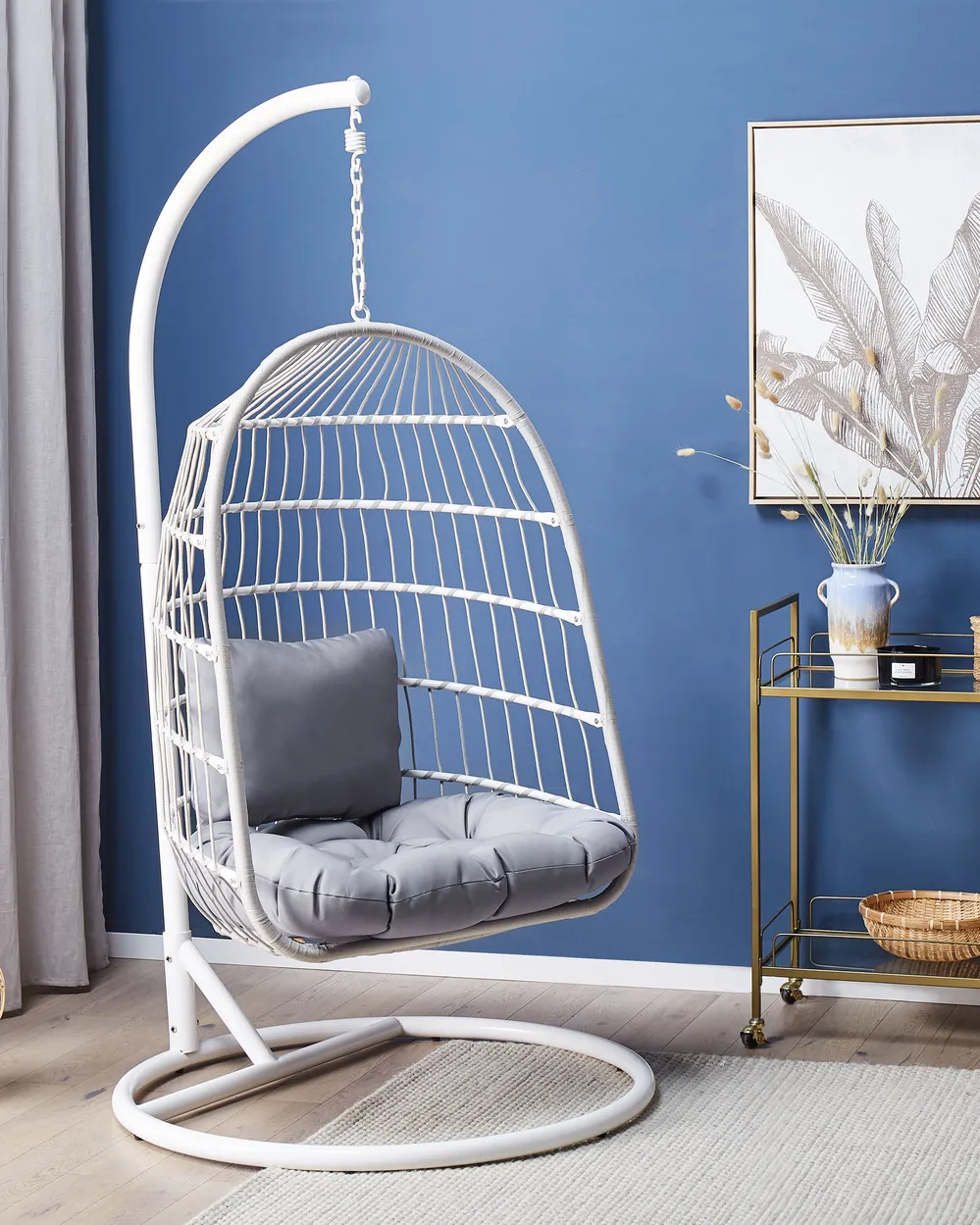 Hanging Chair with Stand ALLERA Metal White