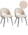 Set of 2 Dining Chairs ONAGA Boucle Beige