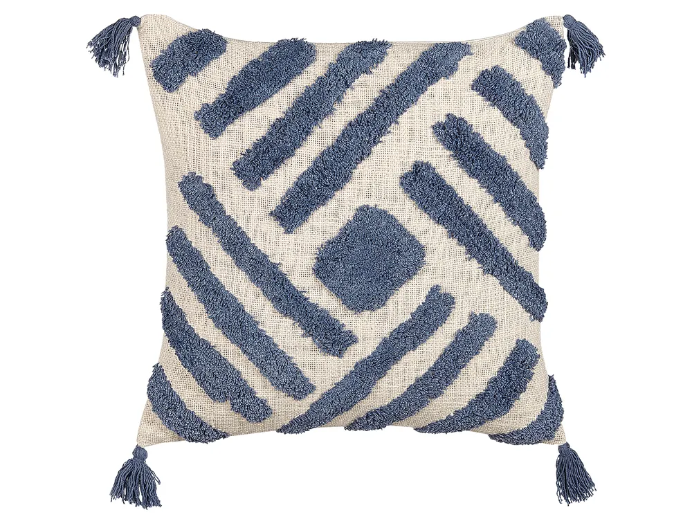 Throw Cushion JACARANDA 45 x 45 cm Cotton Blue Geometric Pattern
