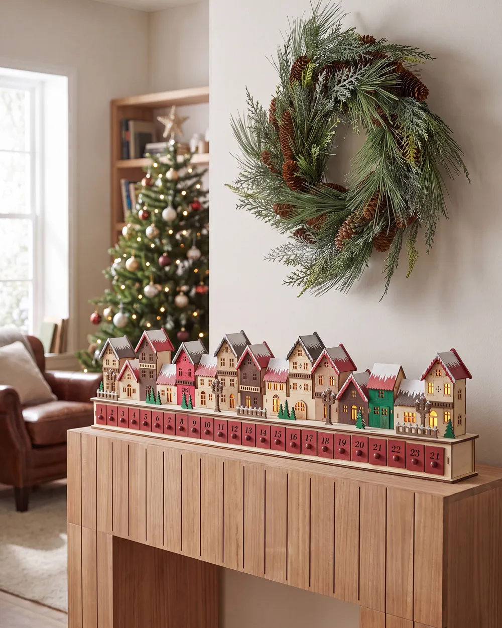 Christmas Decoration LED ASPERN 18 cm Advent Calendar Red_1017174