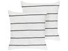 Set of 2 Decorative Cushions MILAS 50 x 50 cm Linen Black/ White Striped