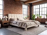Säng med lamellram Bouclé CRESSAT 160 x 200 cm Off-White_1150975