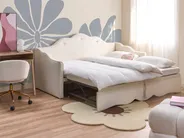 Utdragbar säng Sammet LORETTE 90 x 200 cm Ljusbeige_1080997