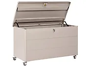 Oppbevaringsboks KYMI 136 cm 55 cm Metall med hjul Beige_1172869