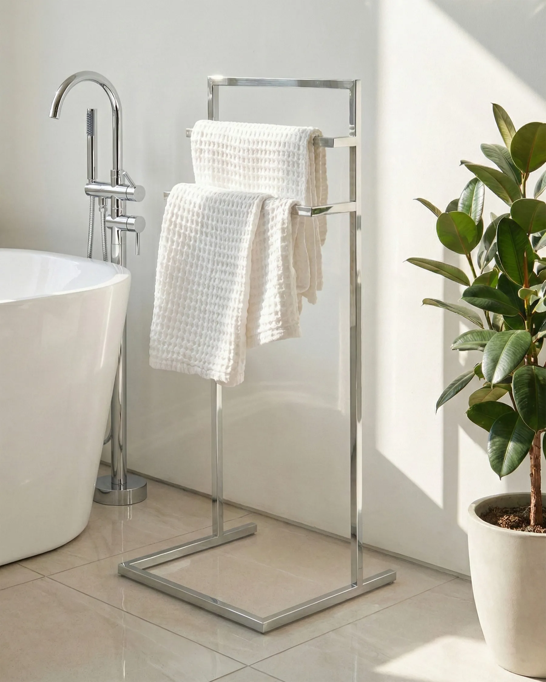 Towel Stand MELINCUE Metal Silver_1050172