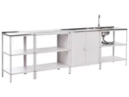 4 Piece Outdoor Kitchen Set with Sink VILAMA White Metal_974048