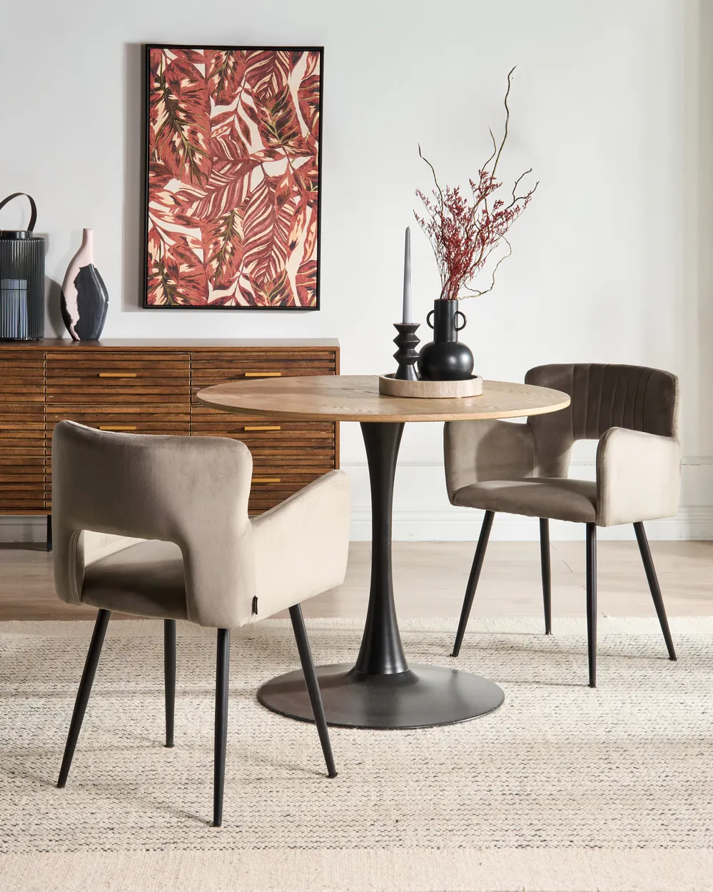 Set of 2 Dining Chairs SANILAC Velvet Taupe
