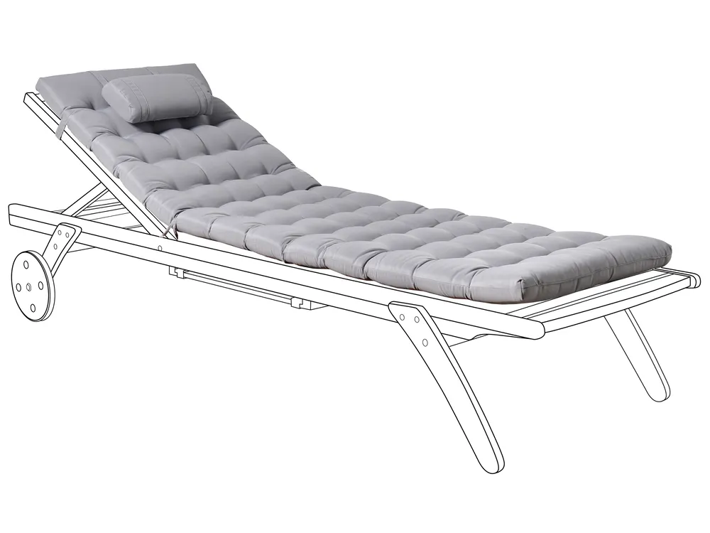 Sun Lounger Pad Cushion CESANA PREMIUM 192 x 56 cm Light Grey