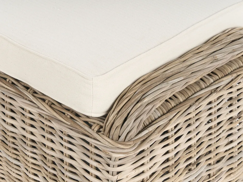 Garden Bench with Cushion SUSUA 141 cm with Ottoman Rattan Natural_957620