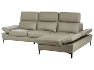 Corner Sofa 4 Seater FARILA Adjustable Leather Taupe Left Hand_959854