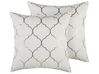Set of 2 Decorative Cushions ALYSSUM 45 x 45 cm Cotton White Trellis Pattern
